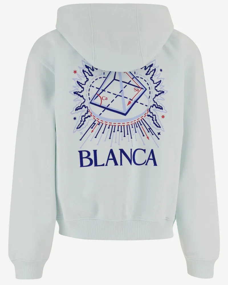Casablanca Paris Men's Cotton Hoodie With Logo Light Blue Organic Sweatshirts Sweater Blue