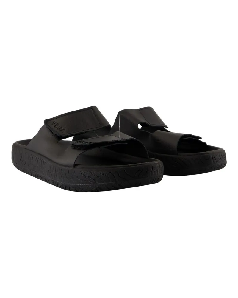 VEJA Unisex Etna Sandals -  Leather Black Calfskin Shoes Mules Black