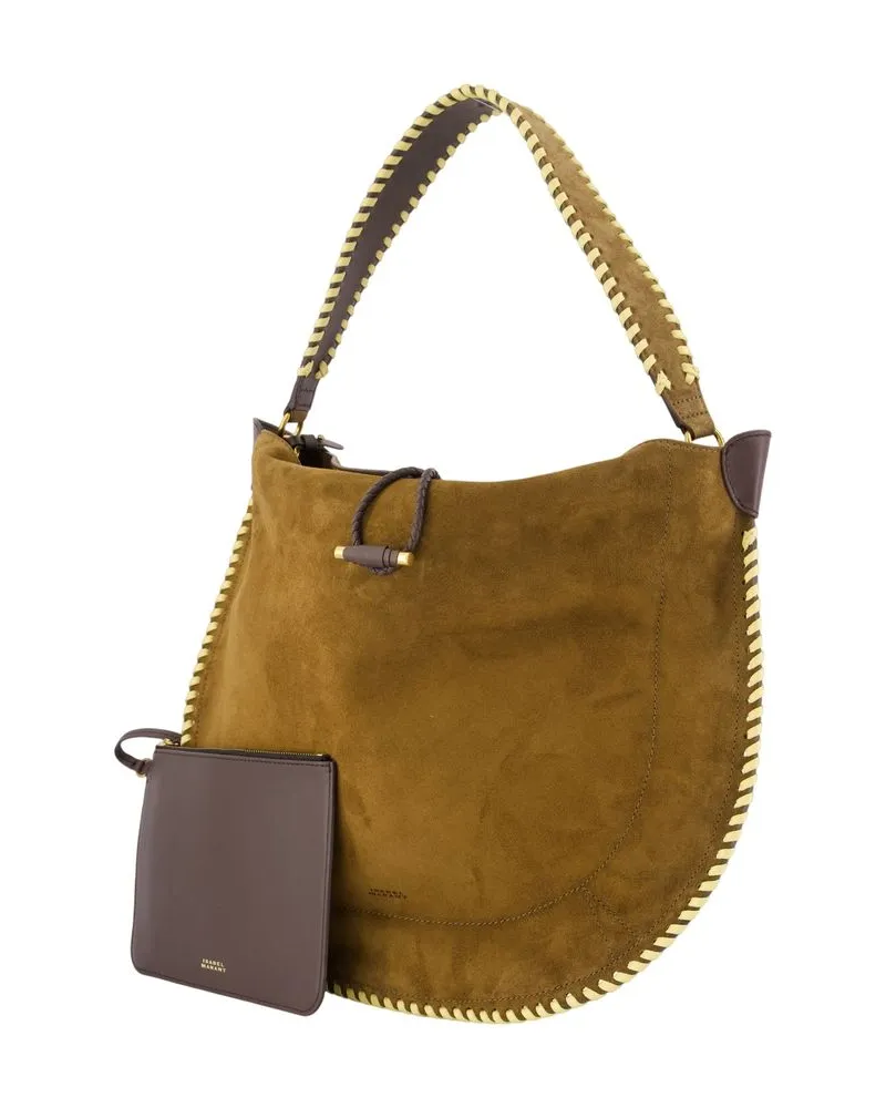 Isabel Marant Women's Oskan Soft Shoulder Bag -  Leather Khaki Calfskin Shoulder-Hobo-Bags Khaki