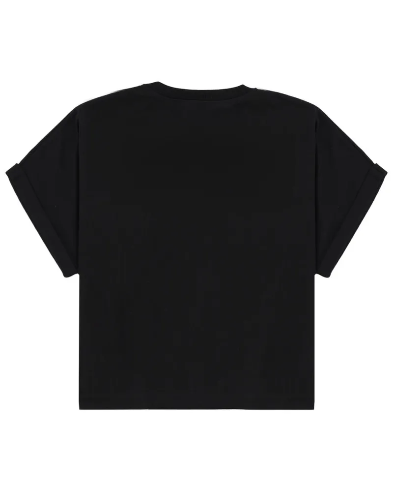 Balmain Cropped Logo Cotton T-Shirt — Black Black