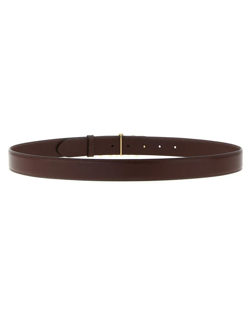 Chloé Gold Buckle Belt — Brown Brown