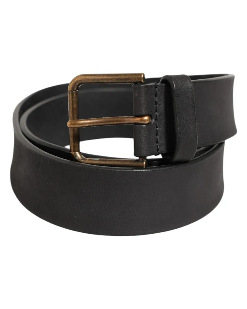 Dolce & Gabbana Black Leather Metal Buckle Classic Men Belt 100lf Black