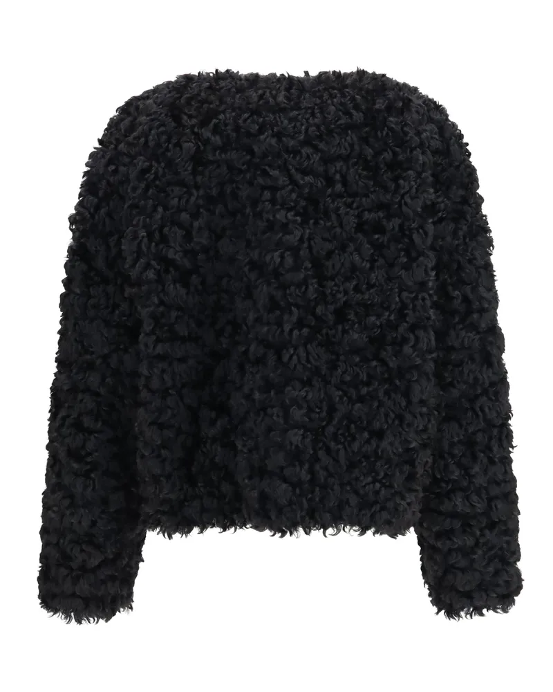 Kristina Ti Women's Short Plush Coat Caviar Polyester 