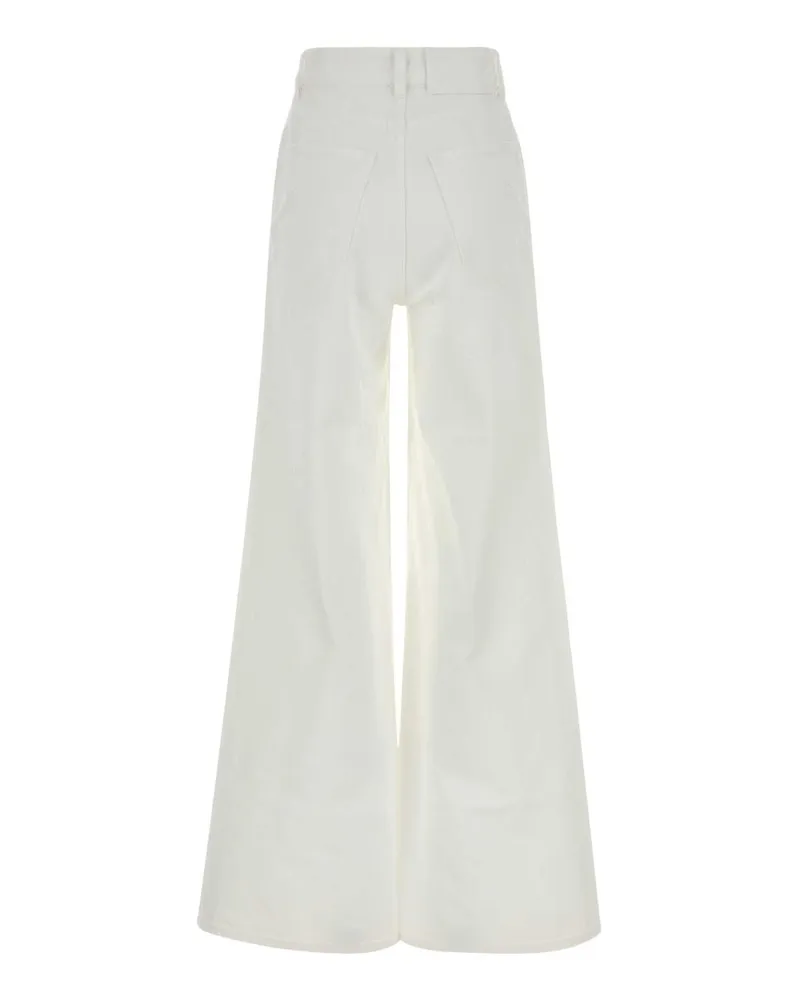 Alaïa Women's White Denim Wide-Leg Jeans Blanc Exterior: Cotton Pantaloni Trousers White