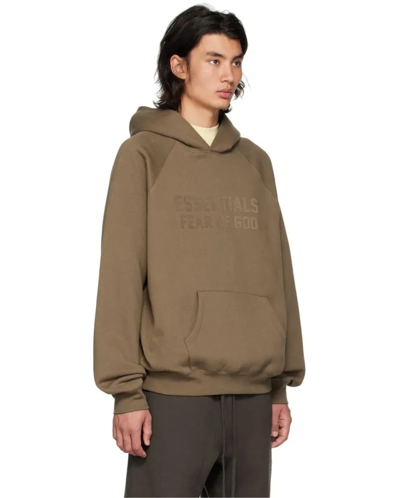 Fear of God Men's Essentials Logo Hoodie Brown Clothing > Knitwear Brown