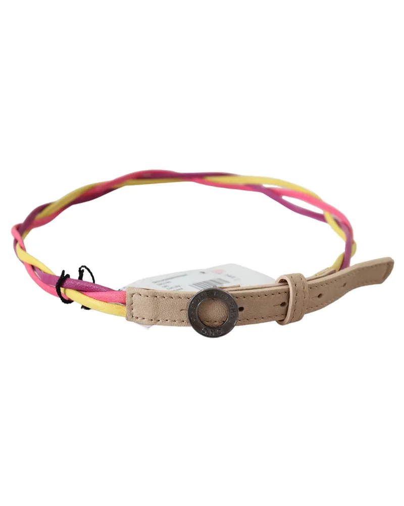 CoSTUME NATIONAL Women's Multicolor Twisted Leather Circle Buckle Belt Faux Multicolor
