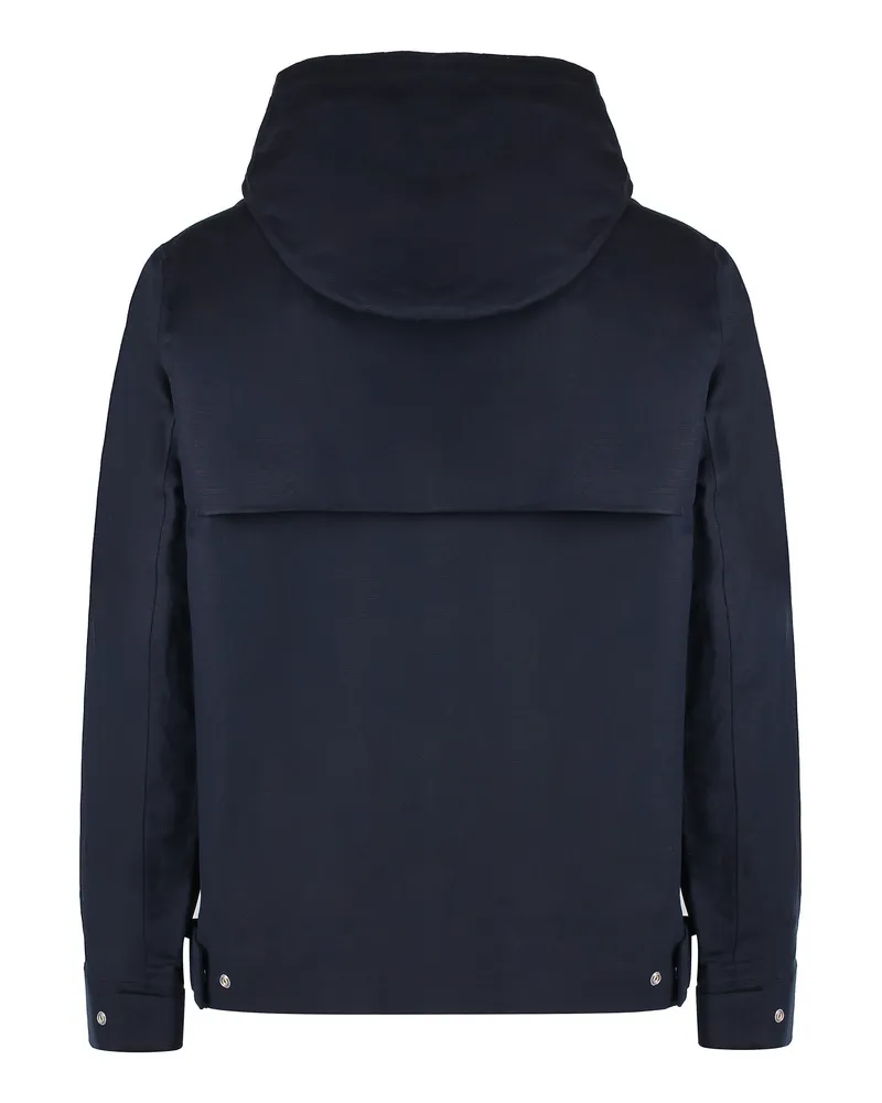 K-Way Men's Kaya Cotton-Linen Blend Jacket Blue Polyurethane; Linen; Cotton Raincoats Coat Navy