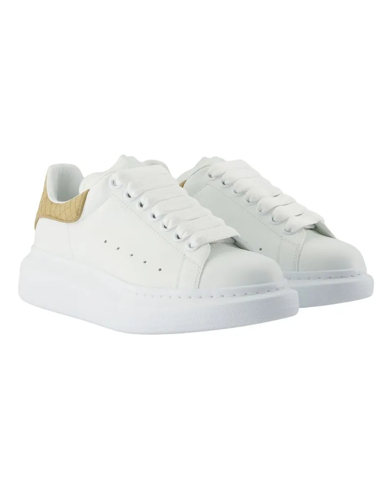 Alexander McQueen Women's Oversized Sneakers -  Leather Beige Calfskin Shoes White