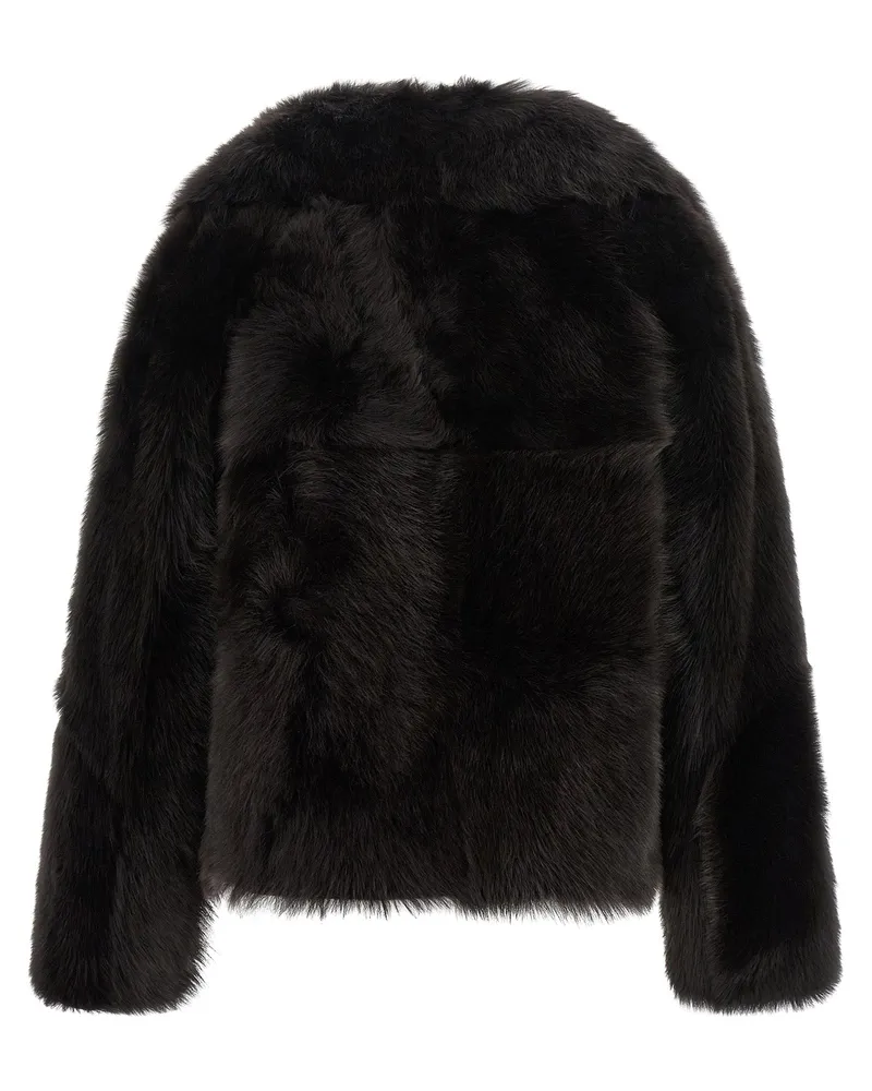 BLANCHA Women's Brown Lamb Fur Full-Length Jacket Clothing Brown