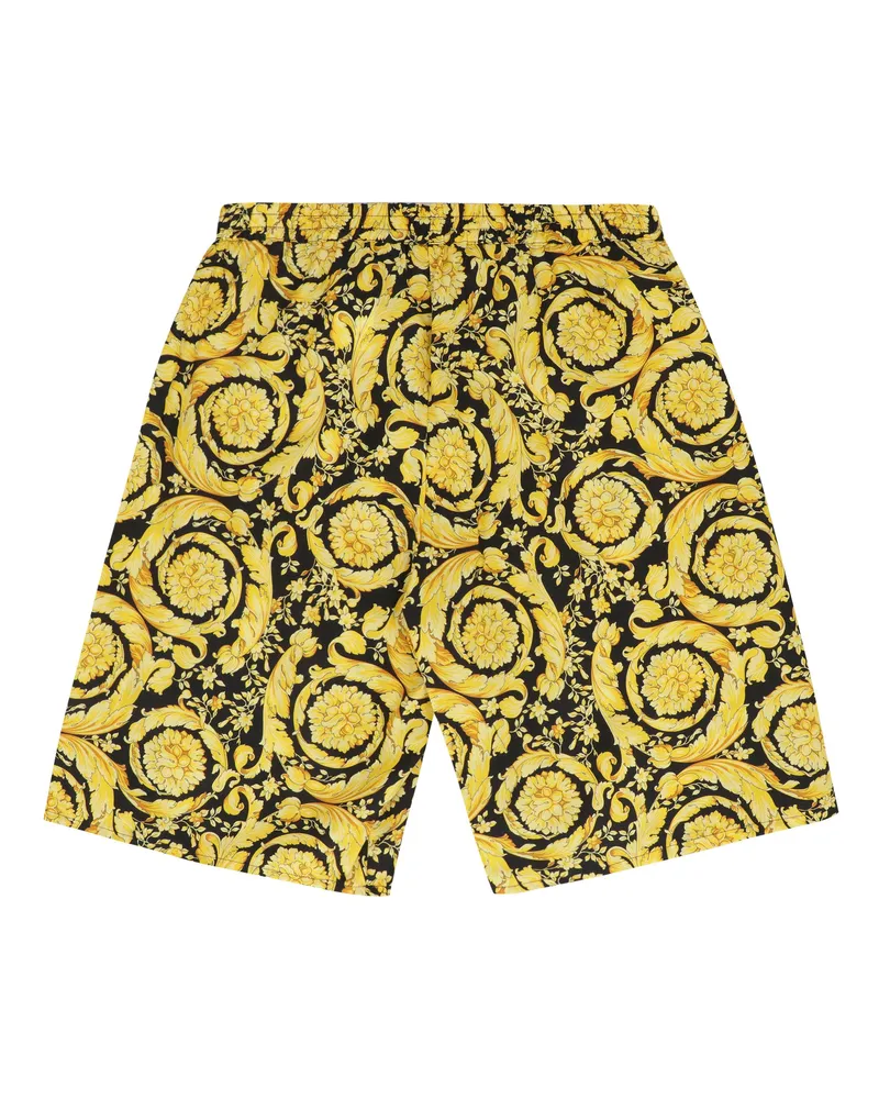 Versace Boys' Shorts Barocco Print Yellow Cotton Trousers Yellow