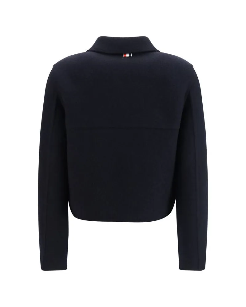 Thom Browne Cropped Wool Jacket — Navy Navy