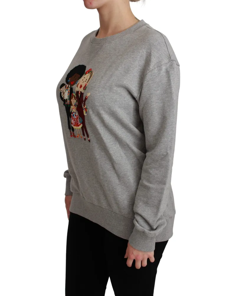 Dolce & Gabbana Women's Gray #dgfamily Cotton Pullover Sweater Clothing Gray