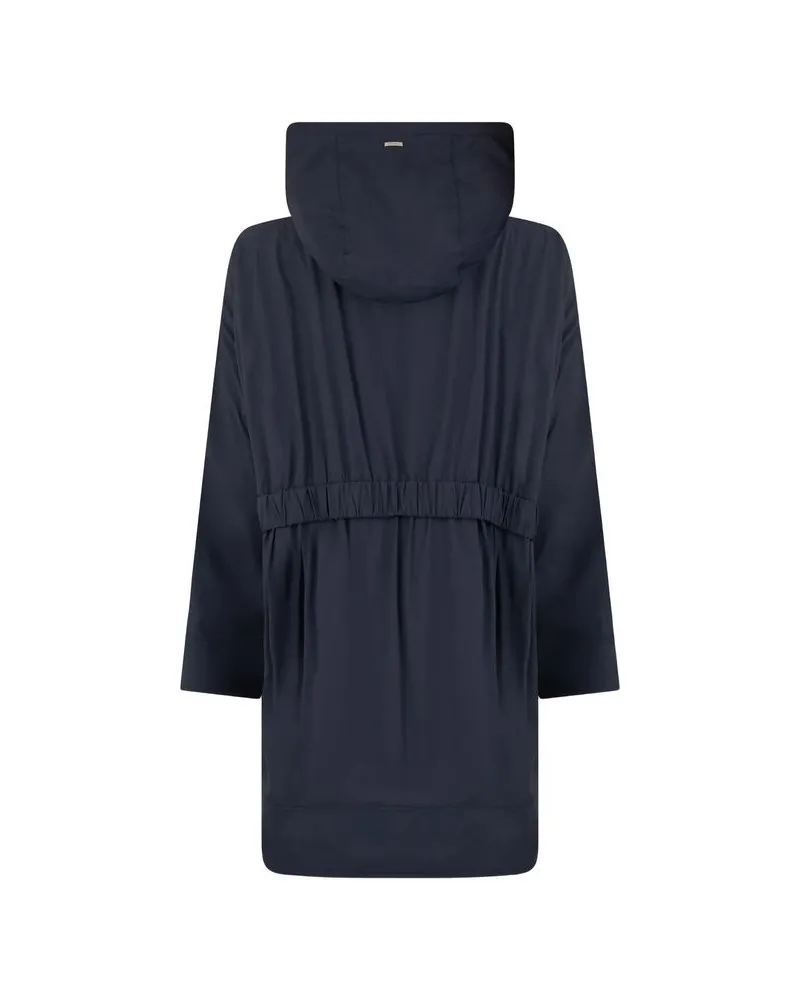 Herno Women Blue Elastane Coat Clothing Navy