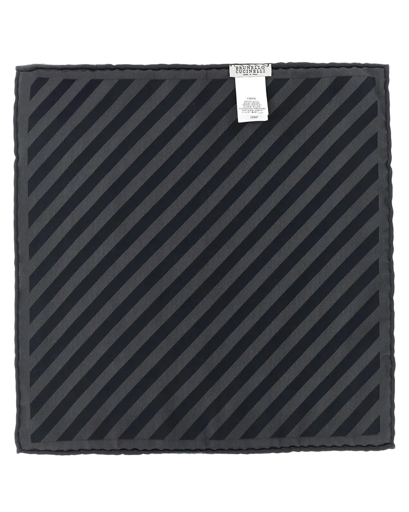 Brunello Cucinelli Men's Gray Silk Pocket Square Accessory Grey