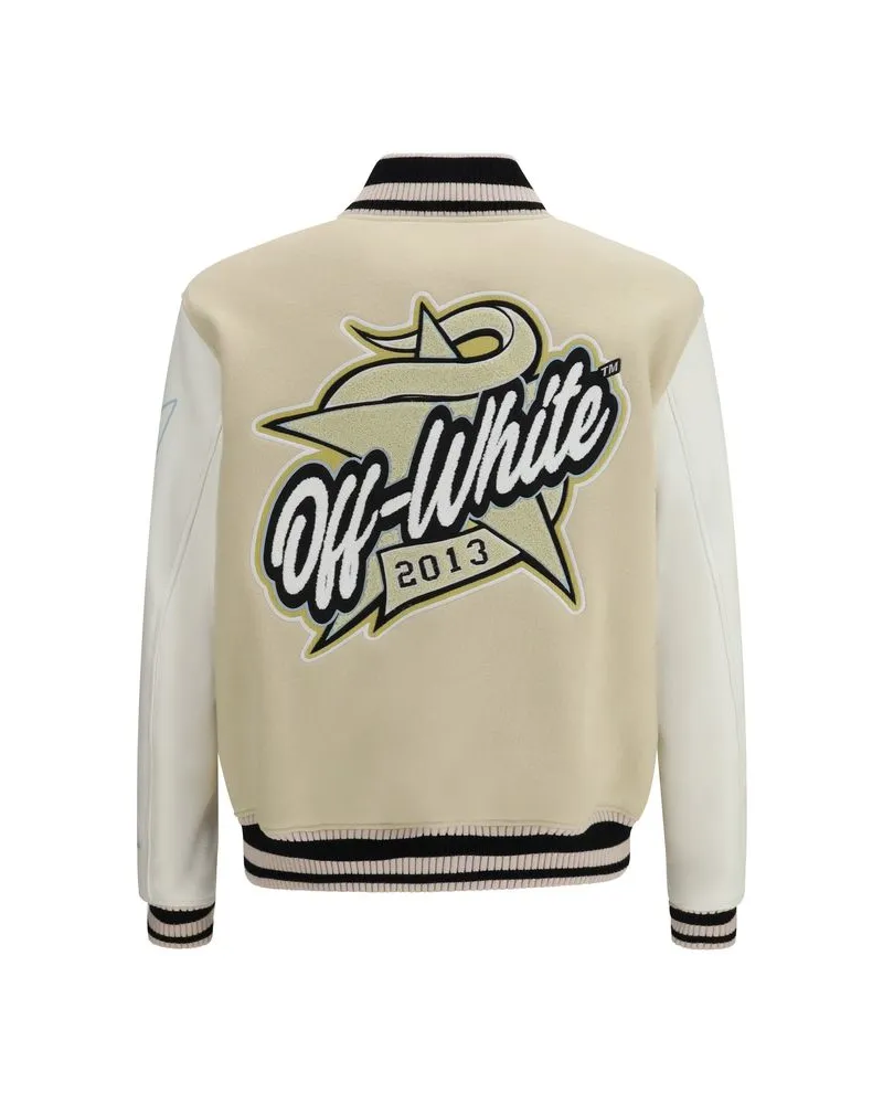 OFF-WHITE Men's Beige Wool Oves Aries Bomber Clothing Beige