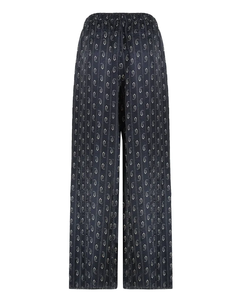 Tory Burch Women's Wide-Leg Viscose-Silk Trousers, Navy Trousers Navy