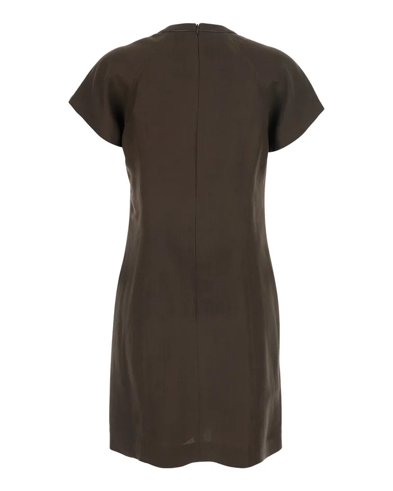 Brunello Cucinelli Women's Dress With Monil Detail Brown Viscose Brown
