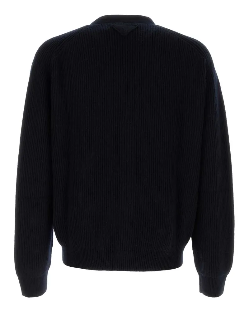 Prada Men's Dark Blue Cashmere Cardigan Bleu Maglieria Navy