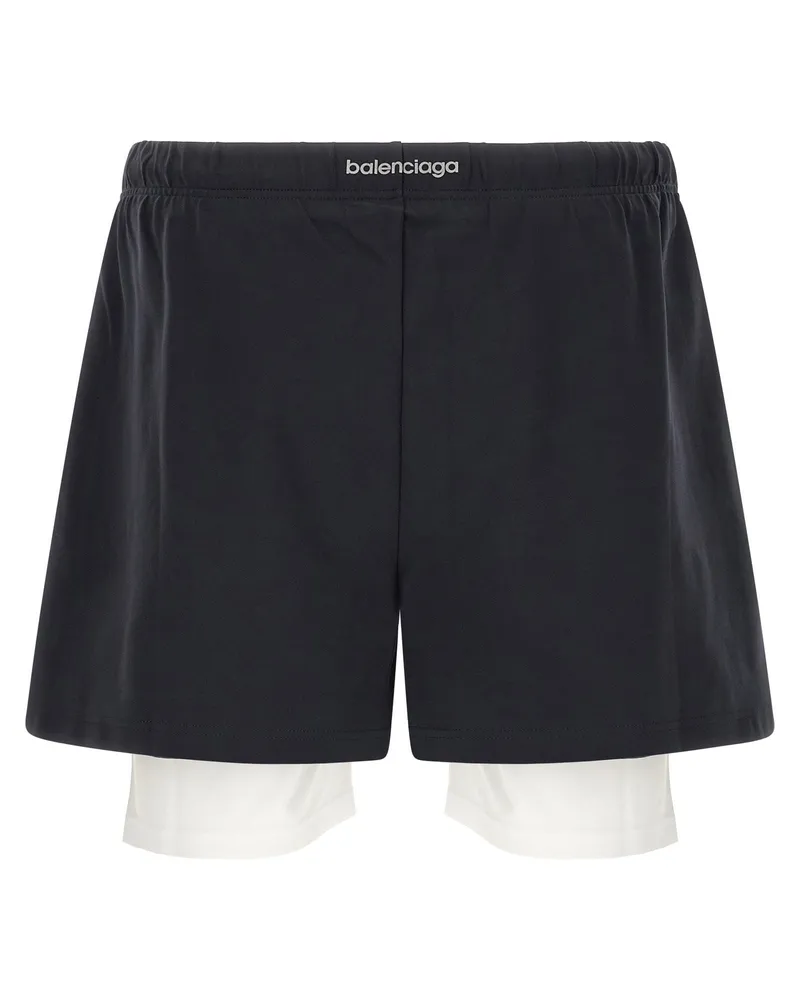 Balenciaga Techwear Double-Layer Shorts — Black Black