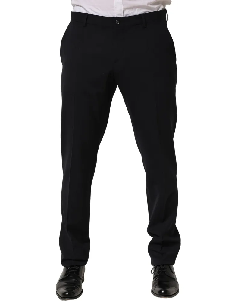 Dolce & Gabbana Virgin Wool Tapered Leg Trousers — Black Black