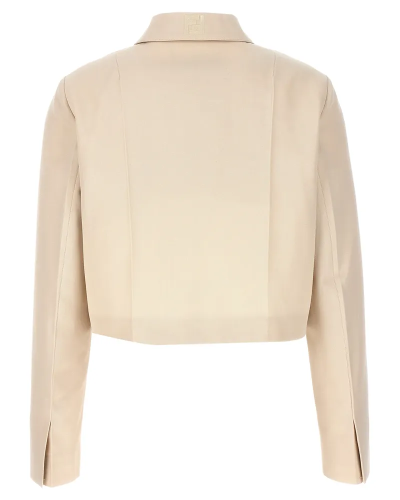 Fendi Women's Beige Wool Full-Length Jacket Clothing Beige