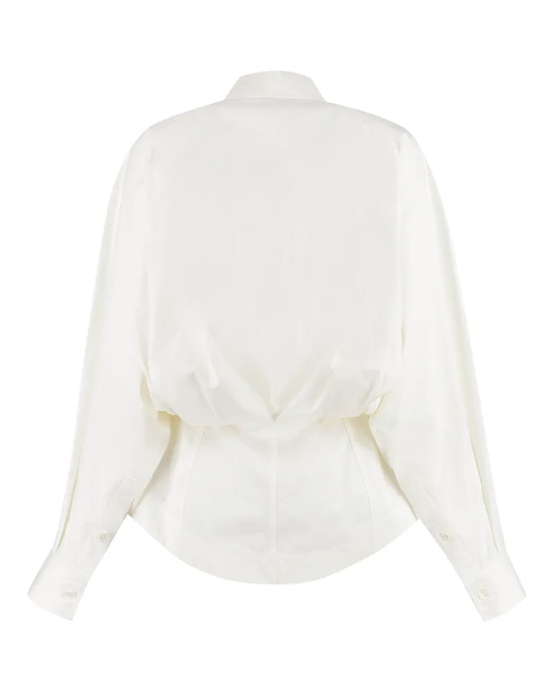 Bottega Veneta Women's Shirt Long-Sleeve Cotton Chalk White