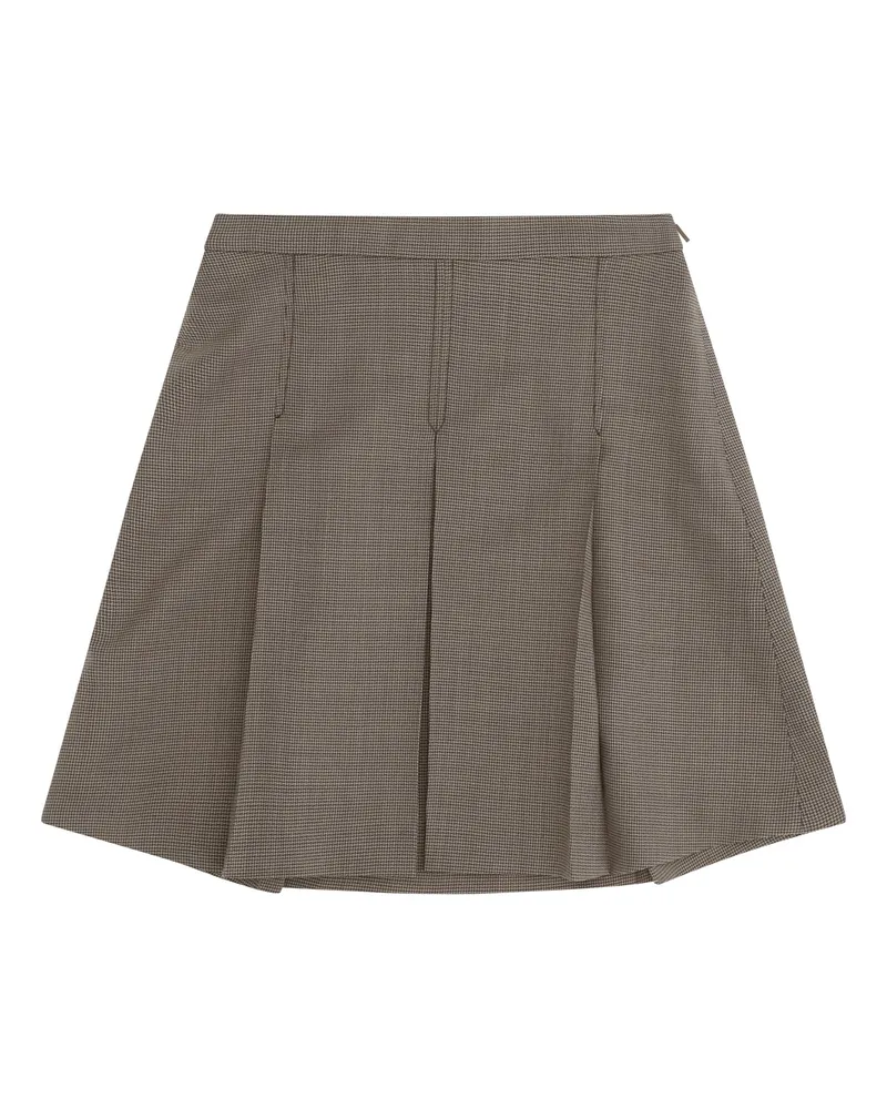 Gucci Pleated Wool Chevron Skirt — Brown Brown