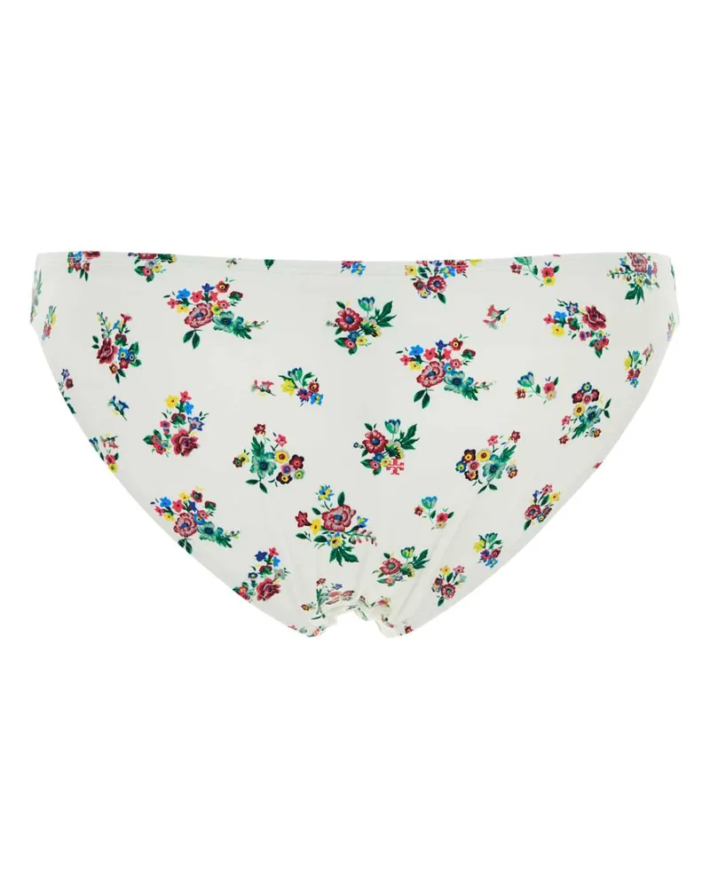 Tory Burch Women's Printed Stretch Nylon Bikini Bottom 402 Costumi Da Bagno Swimwear White