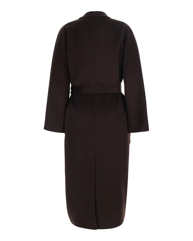 Elisabetta Franchi Belted Notched Collar Coat — Brown Brown