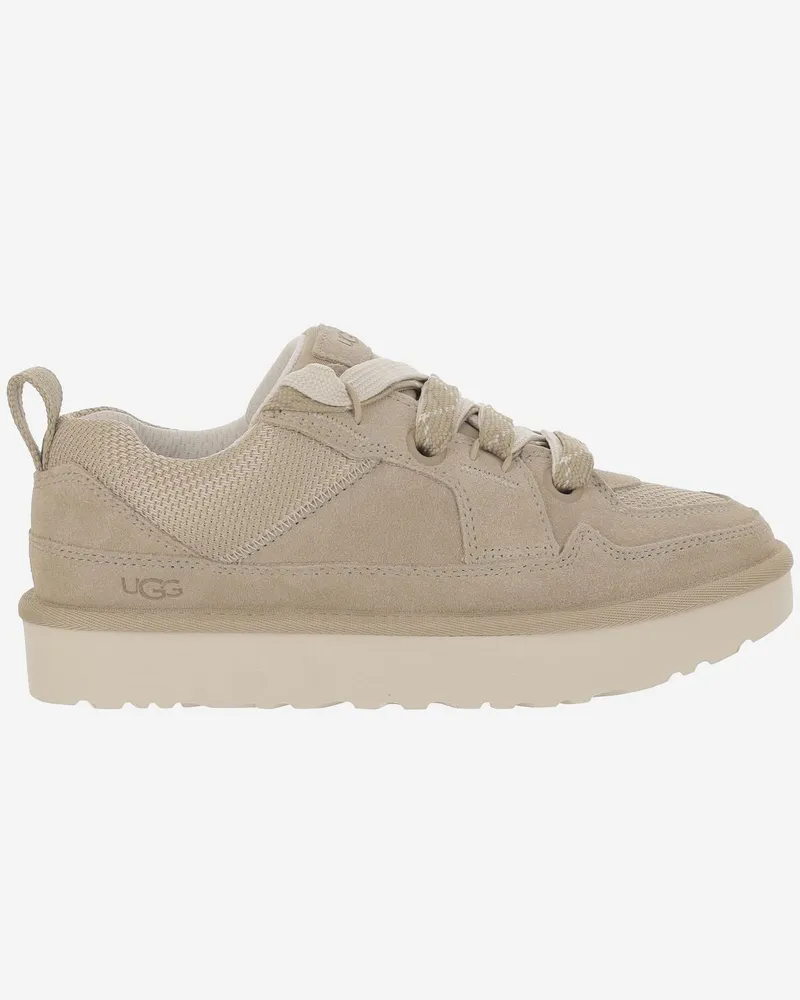 UGG Women's Sneakers Lo Lowmel Beige Leather Trainers Beige