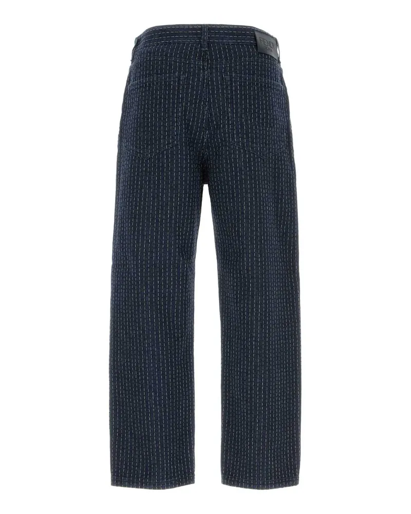Fendi Men's Embroidered Stretch Denim Jeans Indigo Greggio Navy