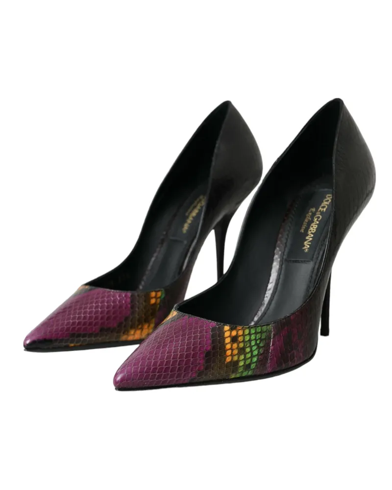Dolce & Gabbana Women's Multicolor Exotic Leather Heels Pumps Shoes Multicolor