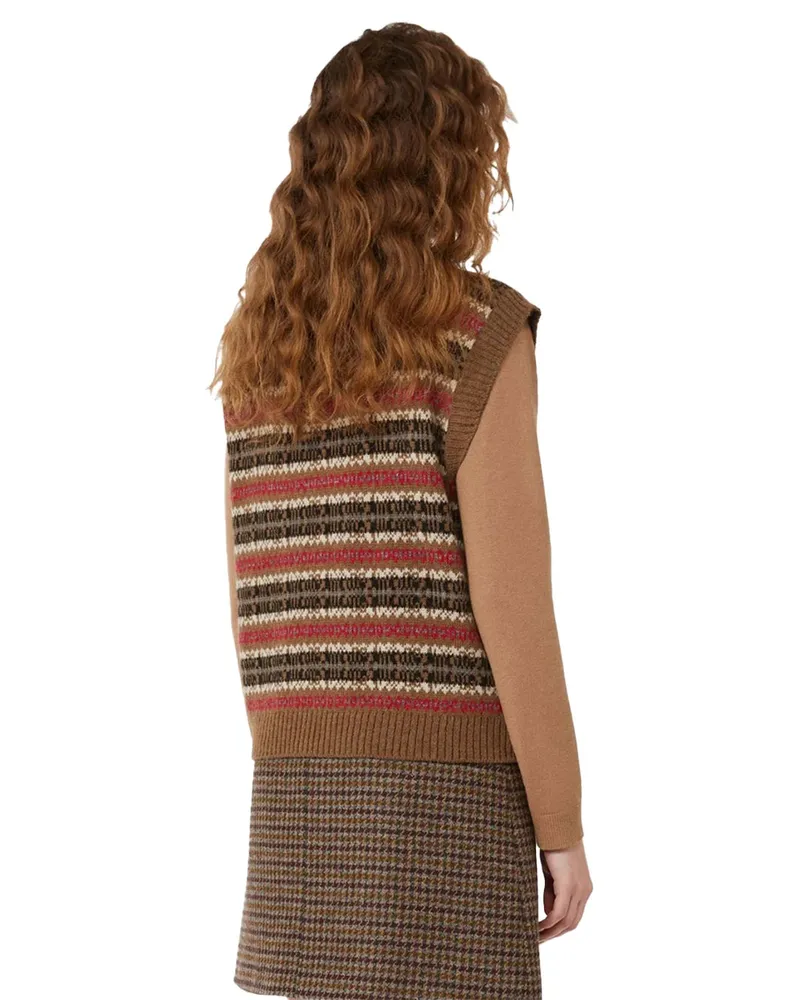 Weekend Max Mara Wool and Alpaca Jacquard Gilet — Camel Camel