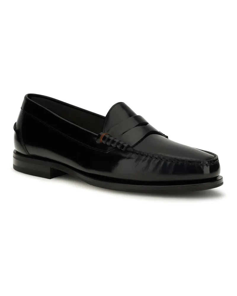 Santoni Men's College A Novembre Patent Leather Loafers Black Black