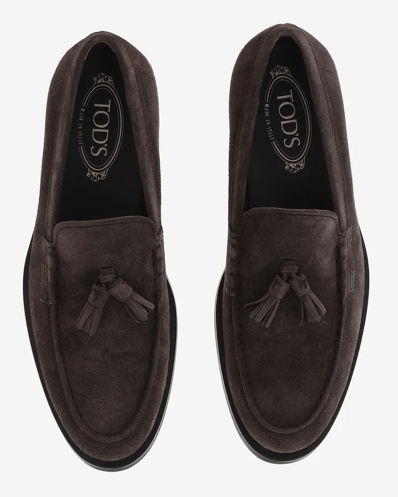 TOD'S Men's Loafers Dark Brown Suede Brown
