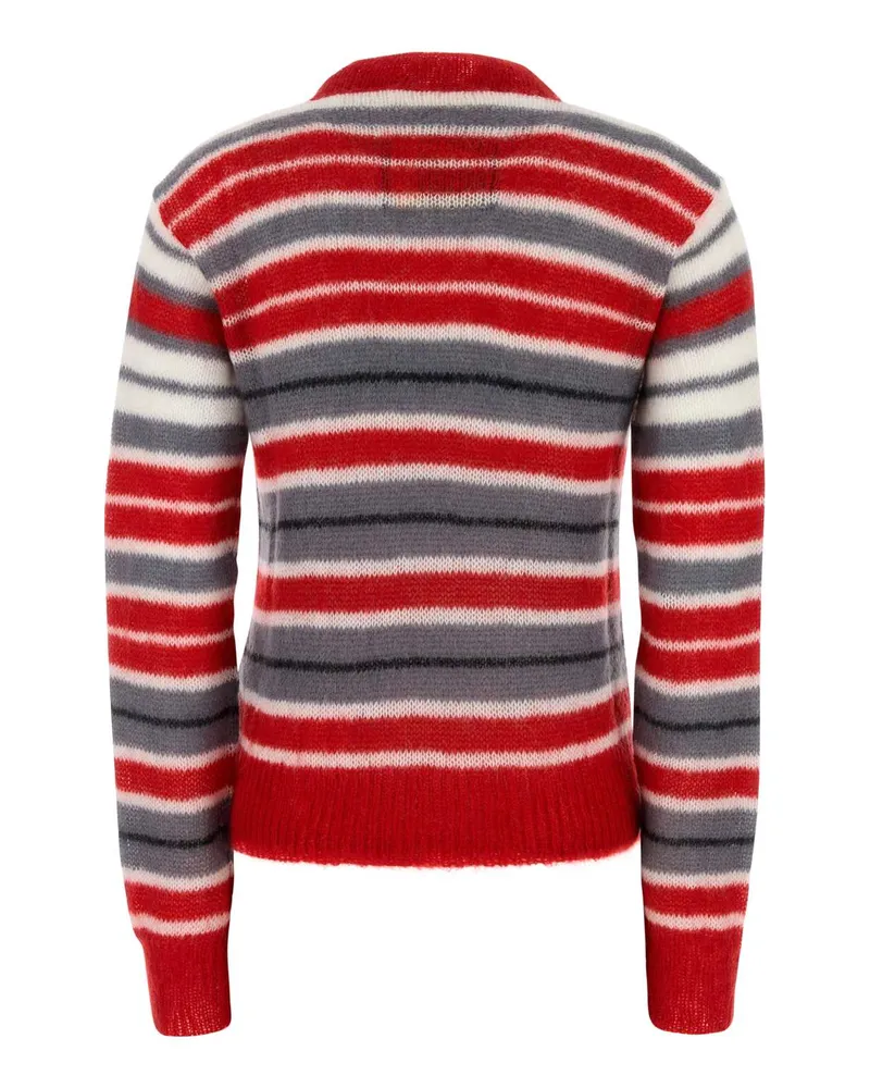 Marni Women's Embroidered Mohair Blend Sweater Neutralgrey Exterior: Nylon Wool Maglieria Red
