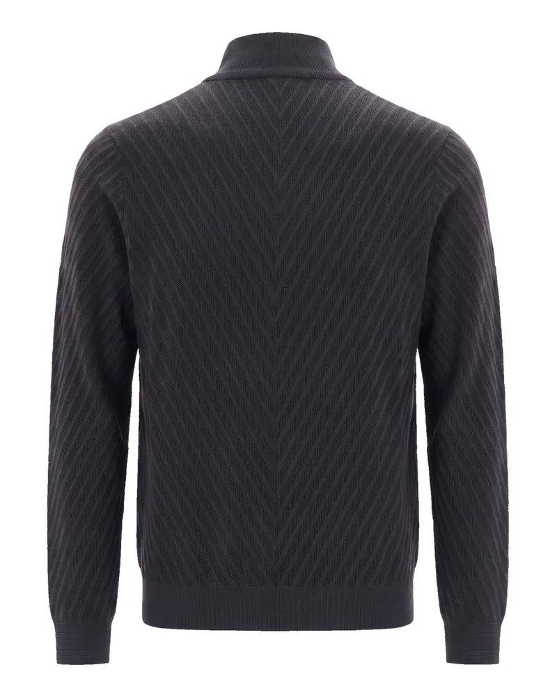 Emporio Armani Geometric Chevron Half-Zip Sweater — Navy Navy