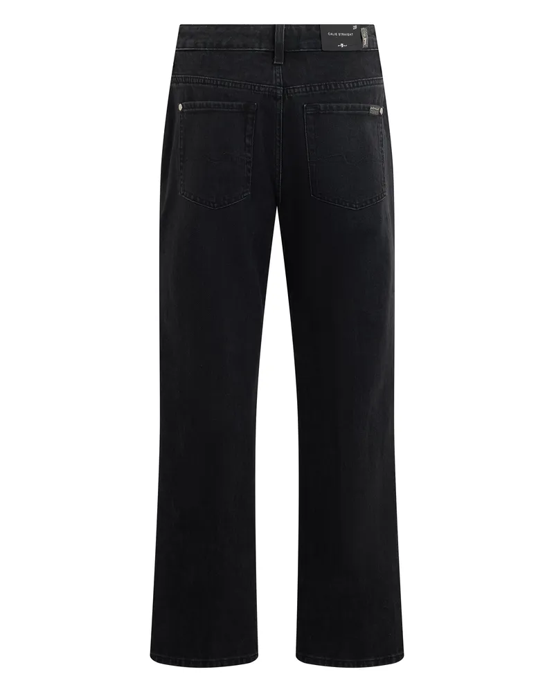 7 for all mankind Women's Straight-Leg Jeans Heavy Rain Cotton Black