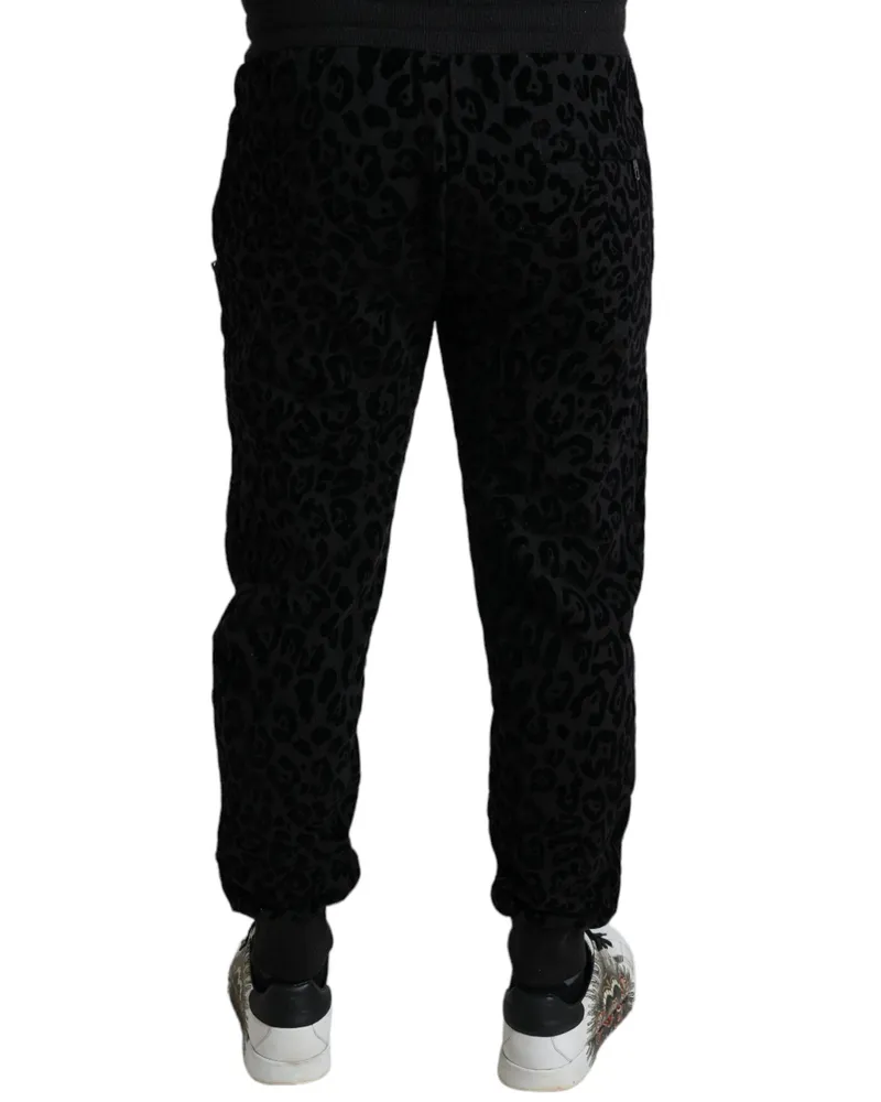 Dolce & Gabbana Men's Leopard-Pattern Cotton Jogger Black Black