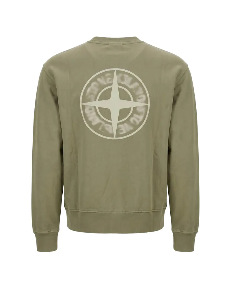 Stone Island Logo-Print Organic Cotton Sweatshirt — Green Green