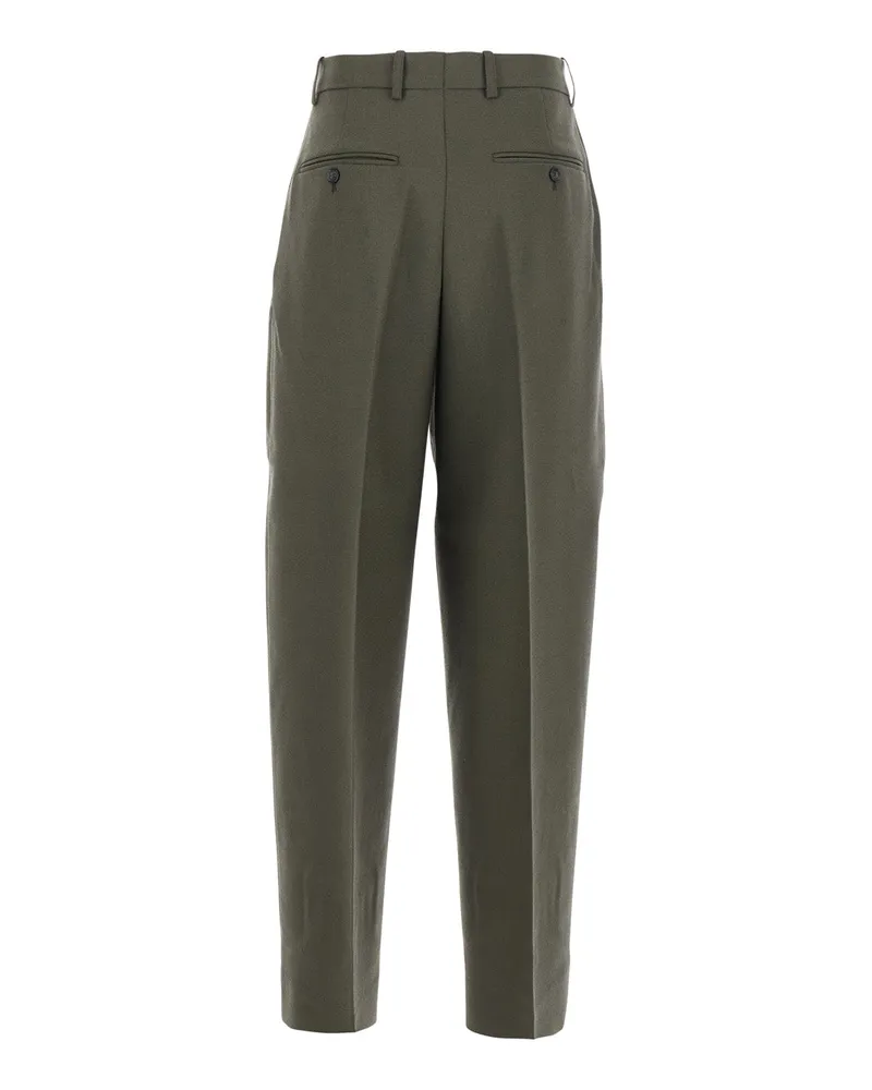 Totême Women's Green Wide Leg Wool Blend Pants Trousers Green