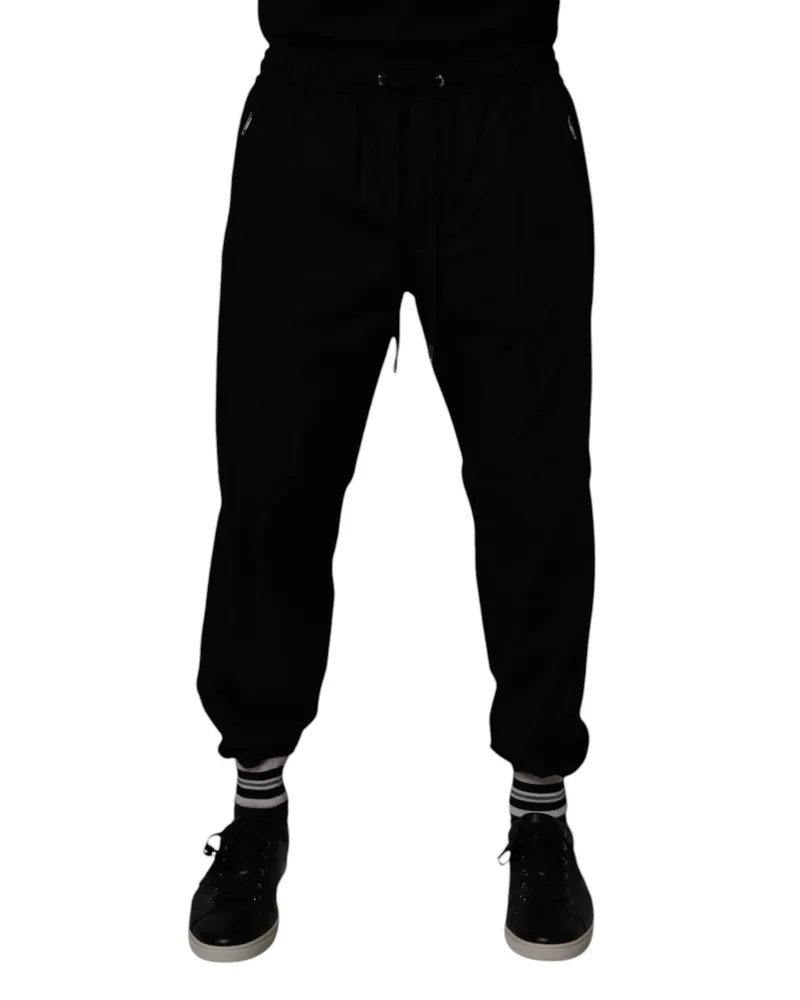 Dolce & Gabbana Black Cotton Men Jogger Sweatpants Pants Black