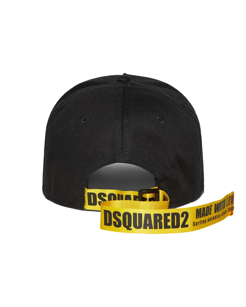 Dsquared2 Men's D2 Patch Logo Baseball Cap Black Accessories > Beanies & Hats Black