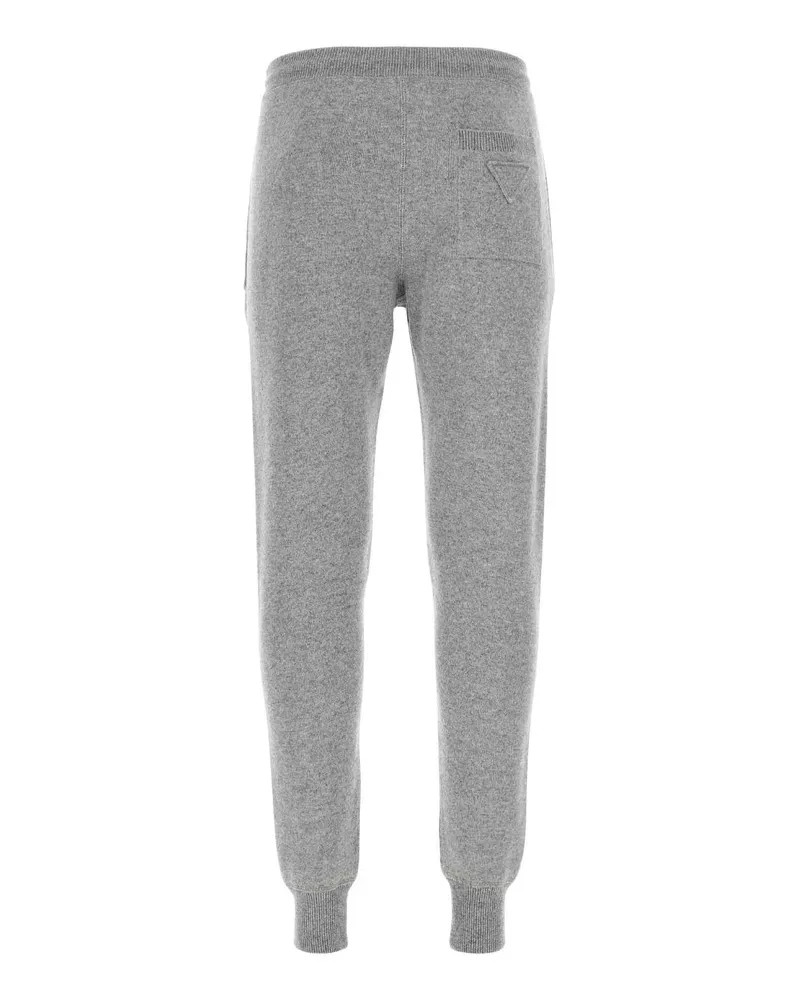Prada Men's Melange Grey Stretch Cashmere Blend Joggers Grigio Pantaloni Gray