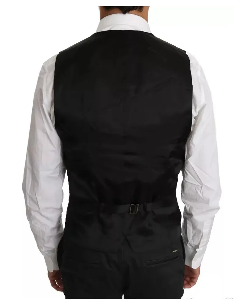 Dolce & Gabbana Men Black Wool Logo Waistcoat Vest Clothing Black