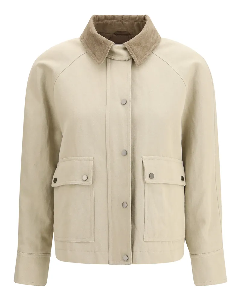 Brunello Cucinelli Women's Jacket Cotton-Linen Canvas Beige Beige
