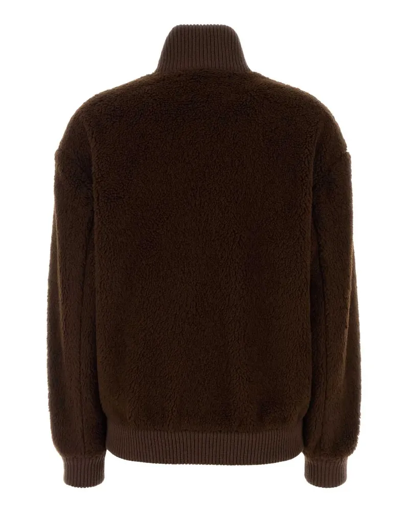 Prada Women's Brown Pile Bomber Jacket Cacao Giubbini Brown