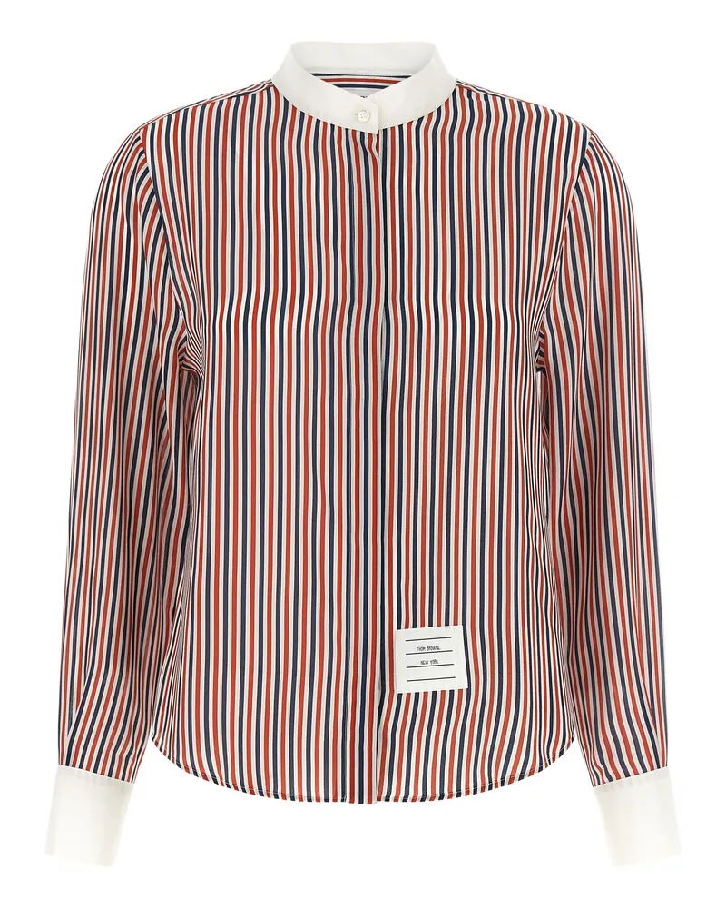 Thom Browne RWB-Striped Silk Blouse — Multicolor Multicolor
