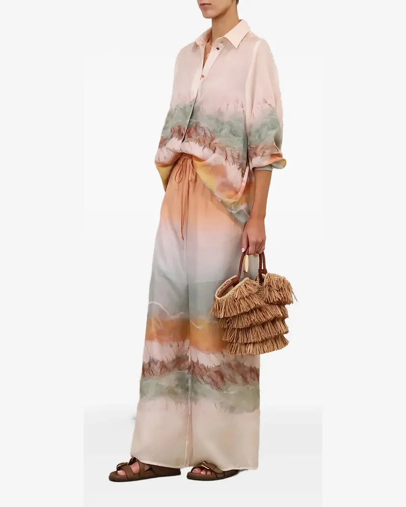 Zimmermann Women's Zim Daylight Relaxed Pant Tie Dye Ss26 W Peach