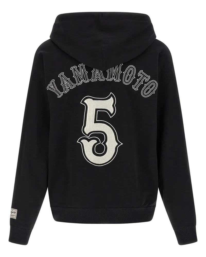 Y-3 Logo-Embroidered Hoodie — Black Black